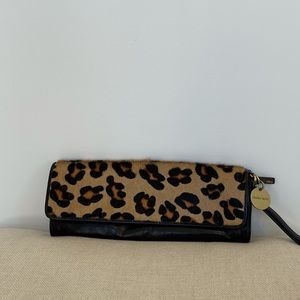 Charles David Leather & Leopard Clutch